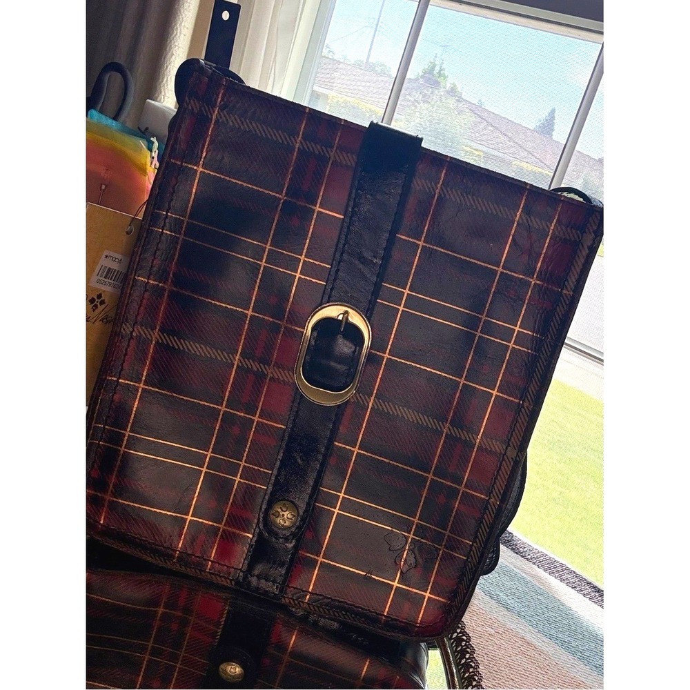 Patricia Nash Gold Foil Tartan Venezia Leather Flap Crossbody Bag NWT $129